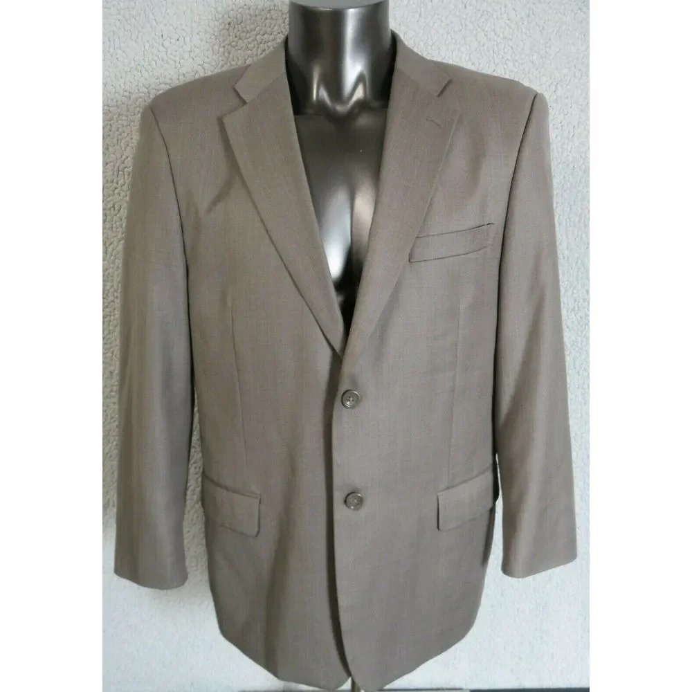 Mens Caravelli Taupe Gray‎ Formal Jacket Size 42R Super 150s 2 Button Dual Vent